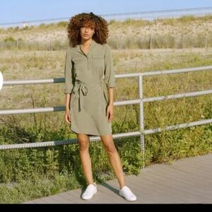 Nautica shirt Dress long sleeve Utility Shirt Dress Large Olive Green